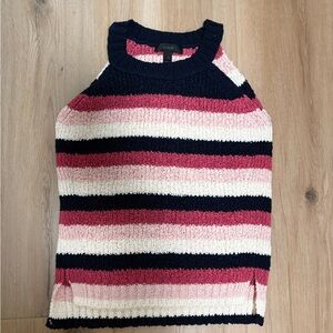 J. Crew Pink and Navy Striped Tank Top